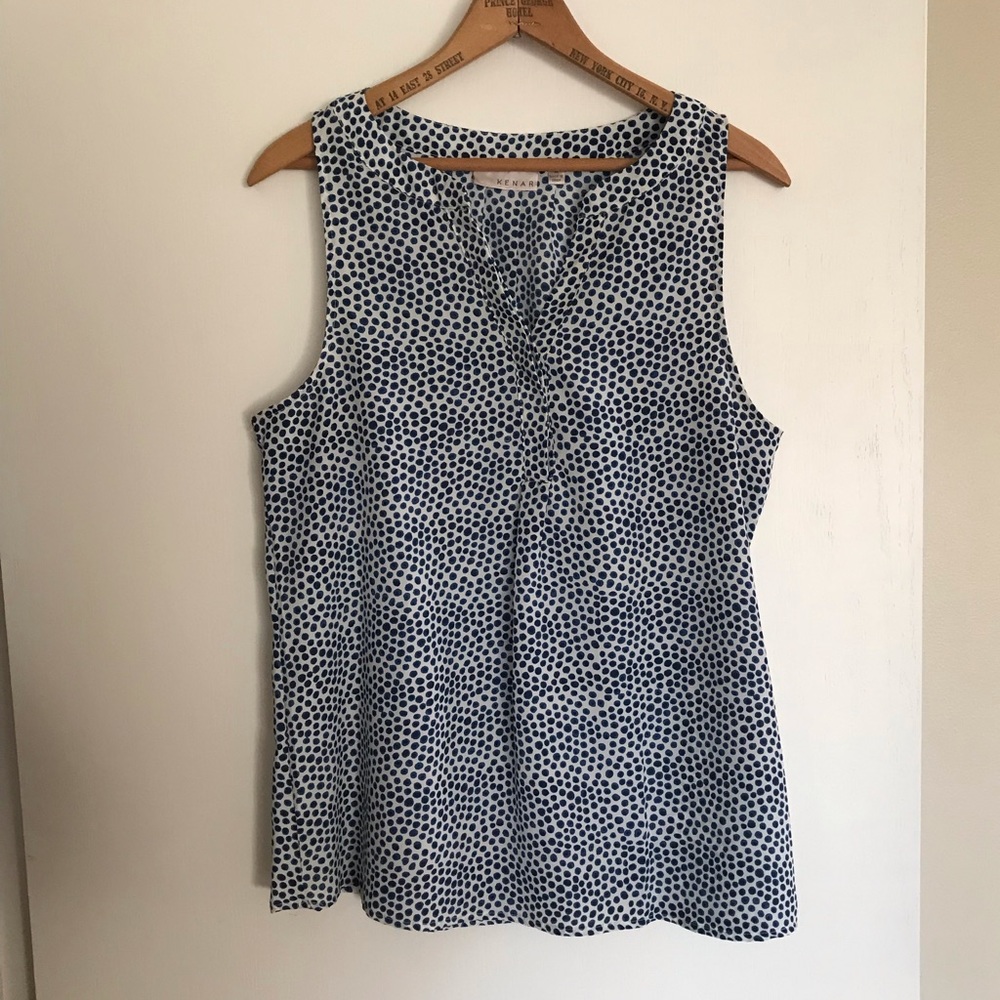 Kenar Blue & White Dotted Sleeveless Blouse